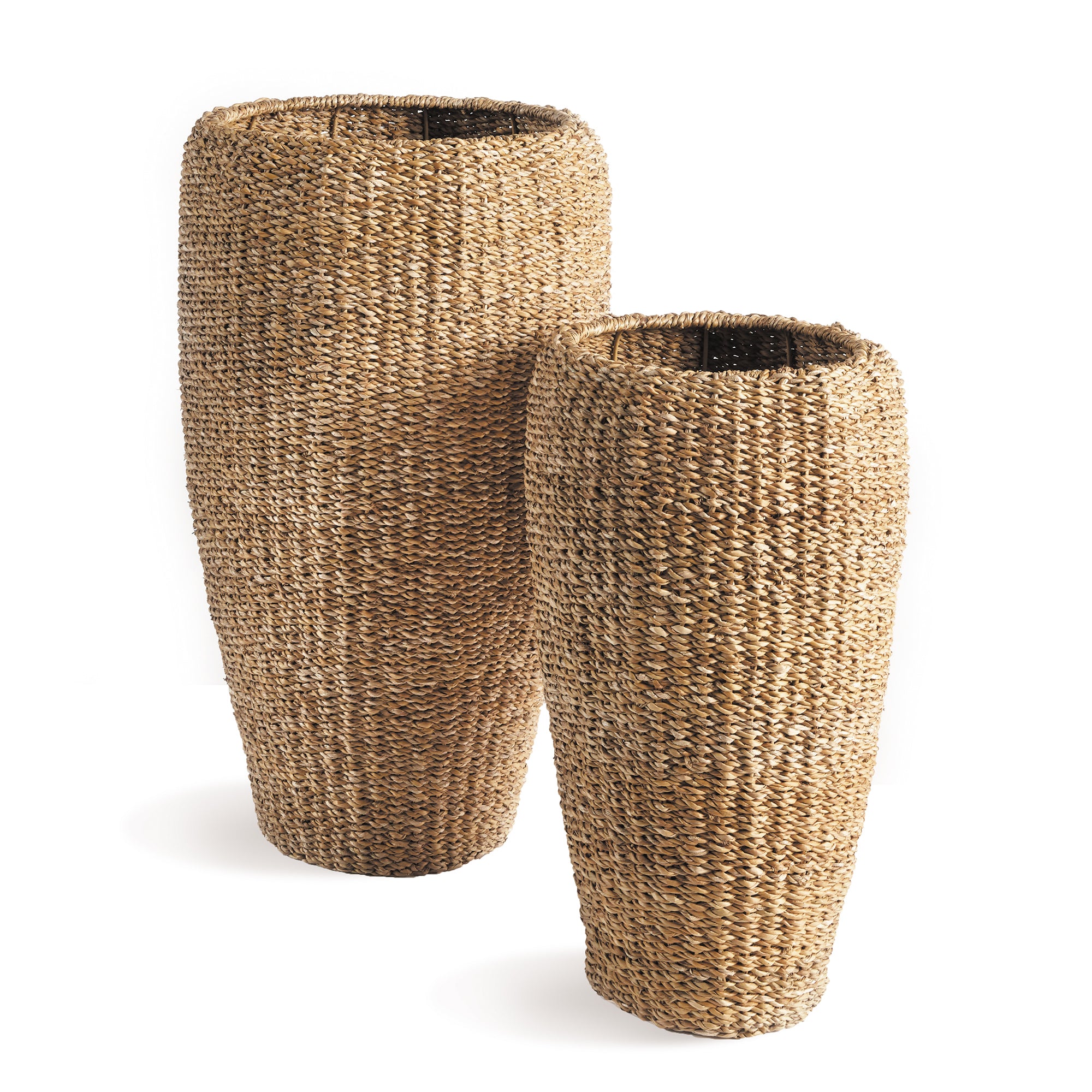 tall woven planter Seagrass Tall Round Planters, Set of 2