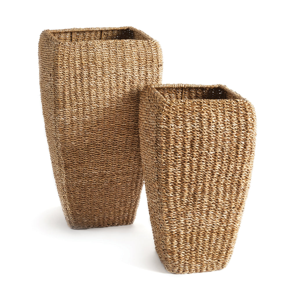 Seagrass Tall Square Planters St/2