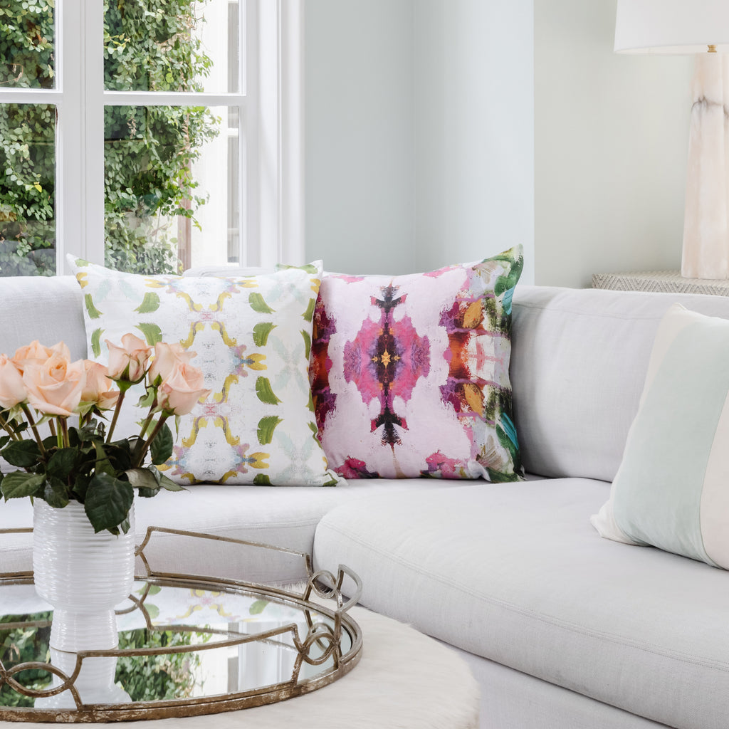 Laura Park Namaste Pink Linen Cotton Pillow