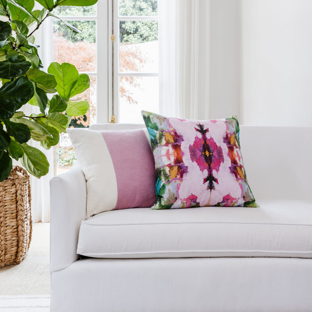 Laura Park Namaste Pink Linen Cotton Pillow