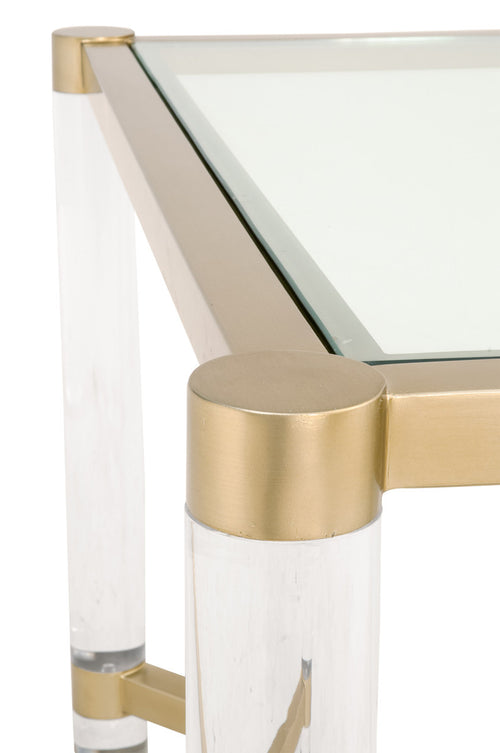 Essentials For Living Nouveau Dining Table Brushed Brass and Lucite
