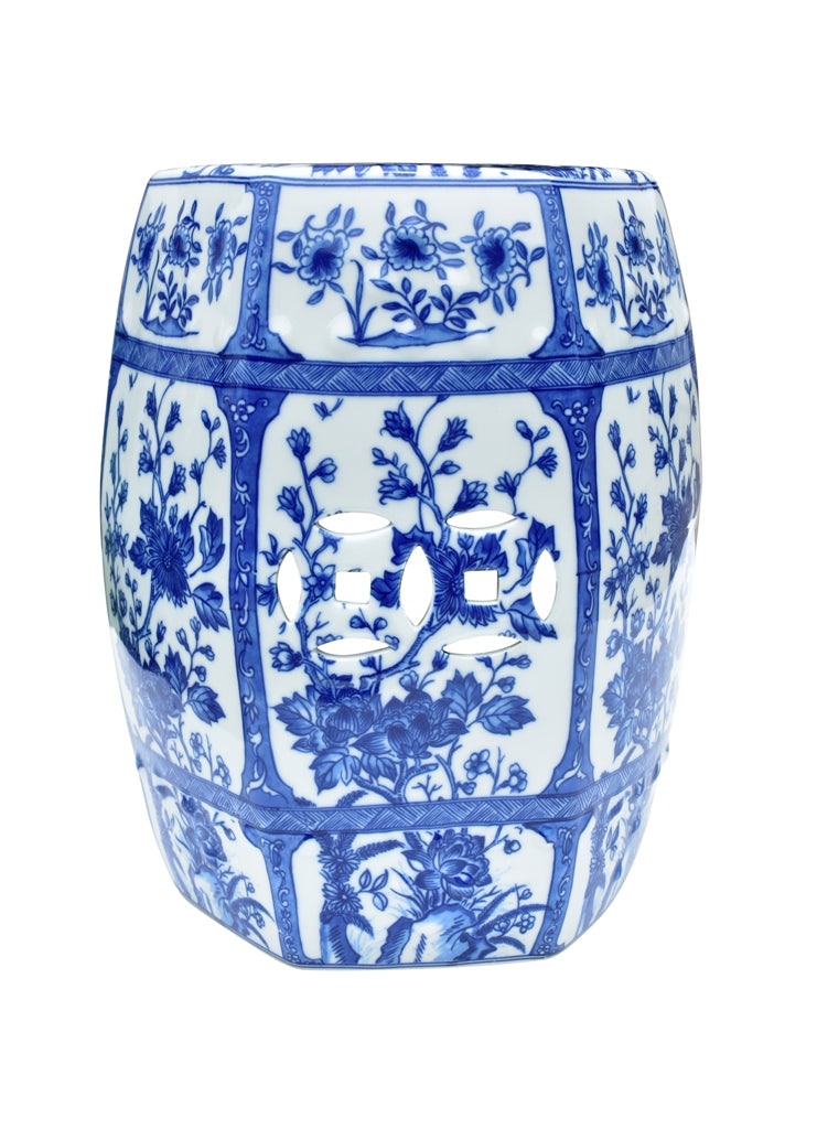 Climbing Vines Blue and White Garden Stool