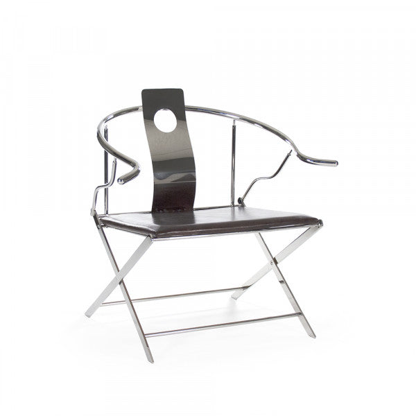 Zentique Azure Arm Chair Top Grained Brown Leather