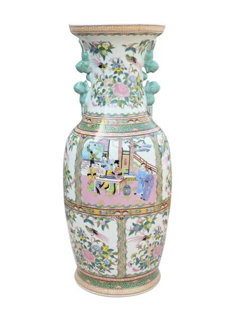 XL Porcelain Rose Canton Vase 24"H