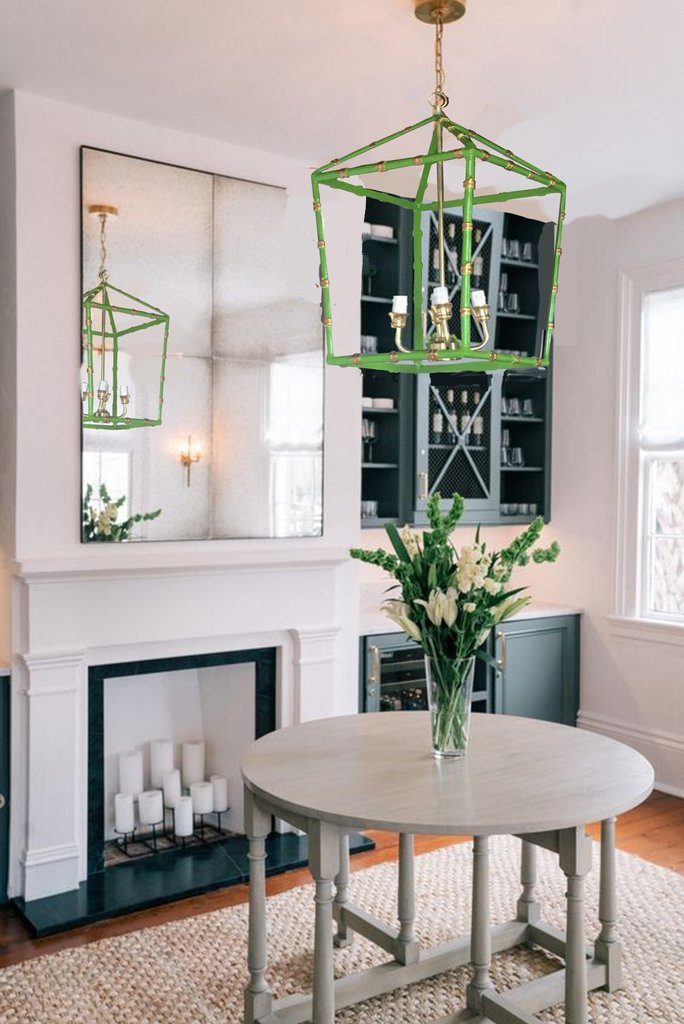 Dana Gibson Bamboo Lantern Chandelier Light