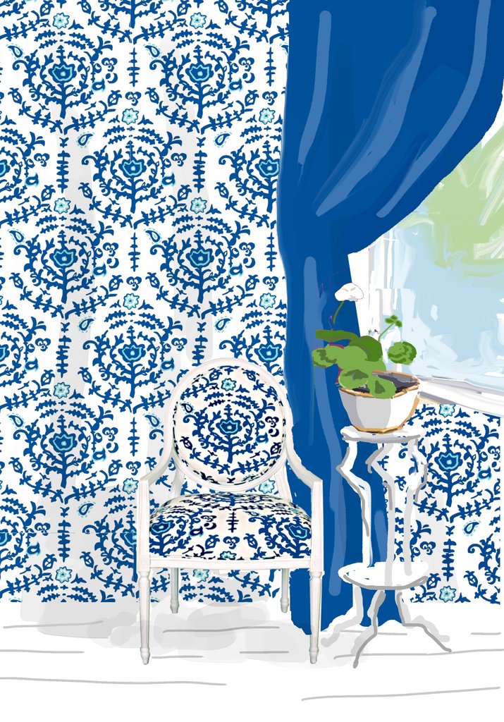 Dana Gibson Rosinda Bergere in Spoleto Chair