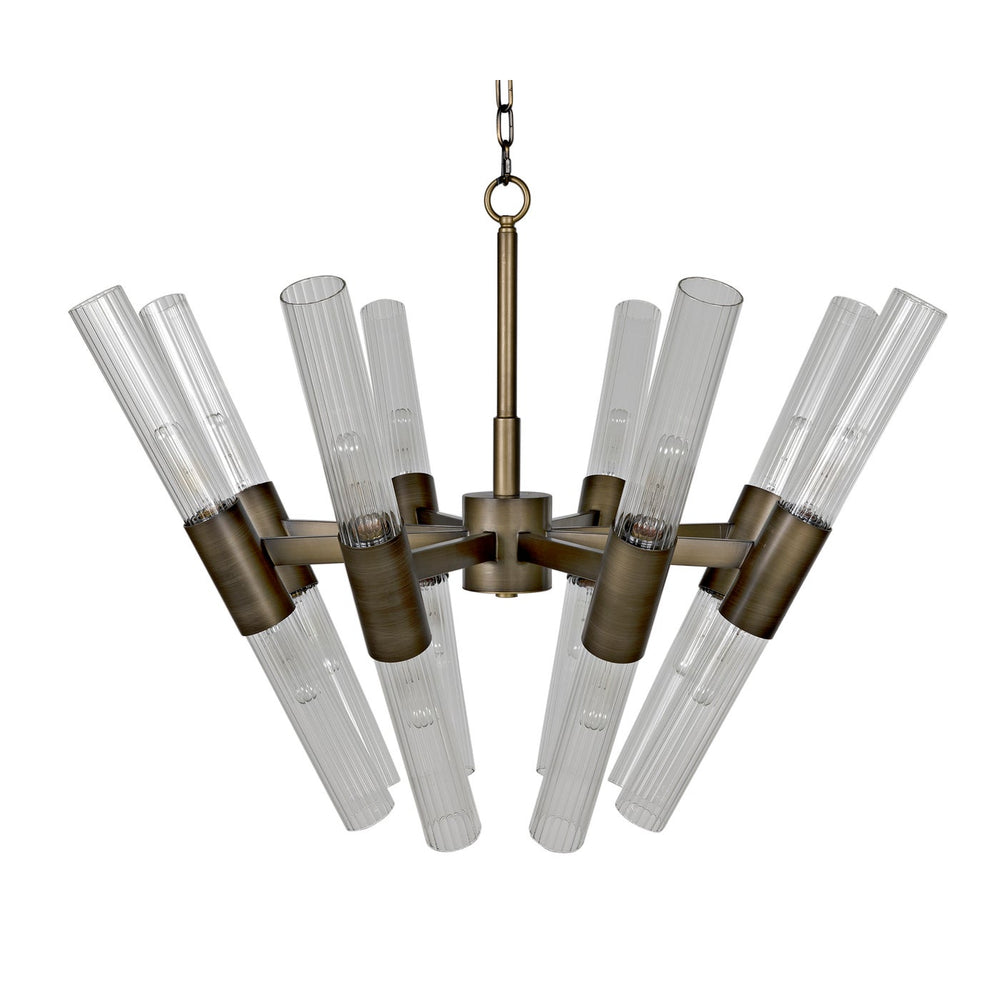 Noir Moira Chandelier, Aged Brass Finish