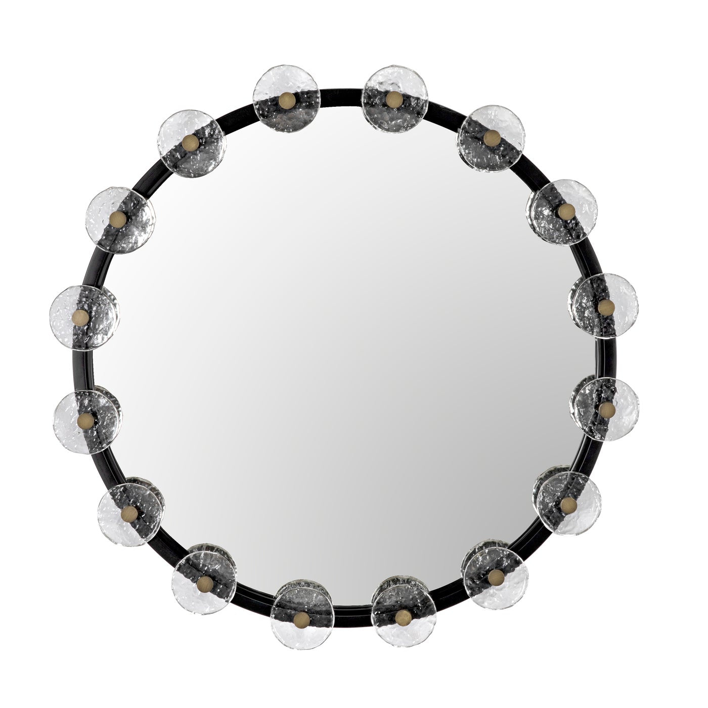 Noir Moira Mirror With Glass Details, Black Metal