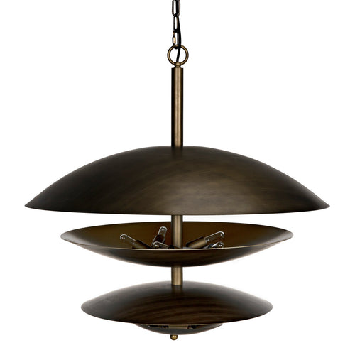 Noir Nora Chandelier, Metal With Aged Brass Finish