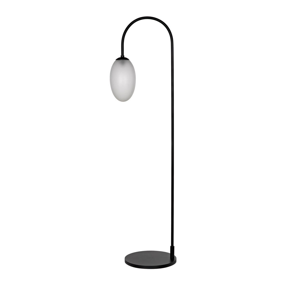 Noir Swan Floor Lamp, Black Steel