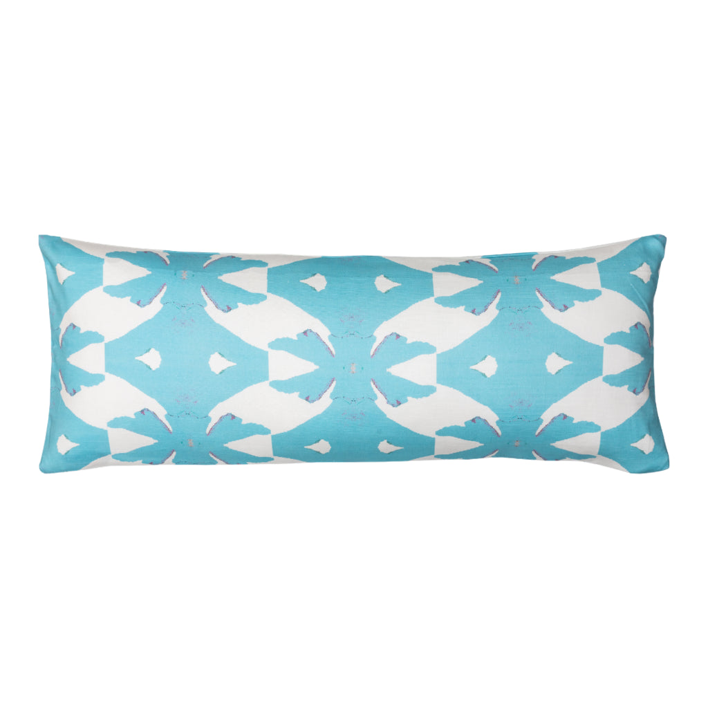 Palm Blue Linen Cotton Pillow by Laura Park