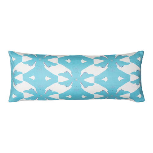 Palm Blue Linen Cotton Pillow by Laura Park