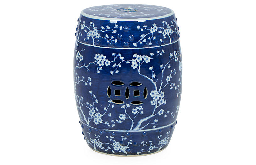 Cherry Blossom Stool in Blue and White by Legend of Asia
