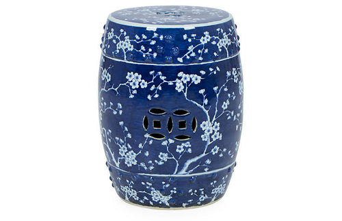 Cherry Blossom Stool in Blue and White by Legend of Asia