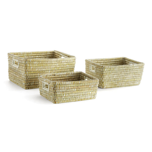 Rivergrass Rectangular Storage Baskets With Handles, Set Of 3