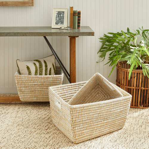 Rivergrass Rectangular Baskets With Handles, Set Of 3