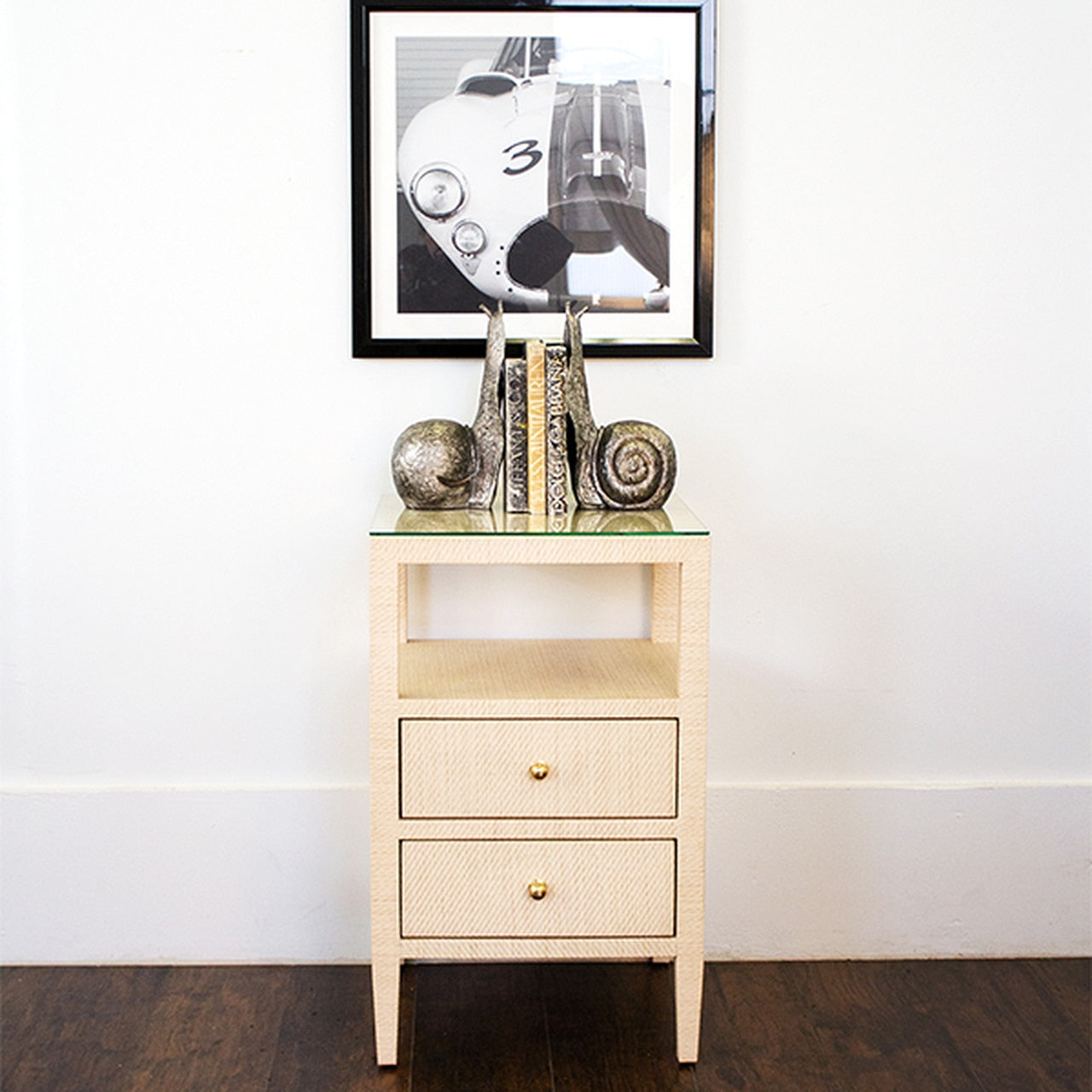 Worlds Away Roscoe Grasscloth Nightstand