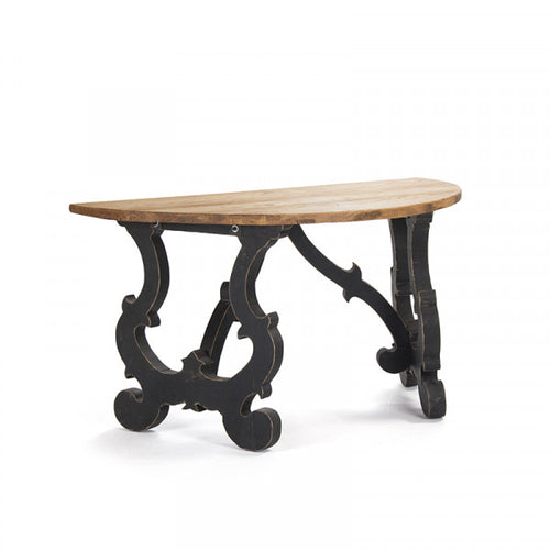 Zentique Normandy Console Dry Finish Top, Distressed Black Base