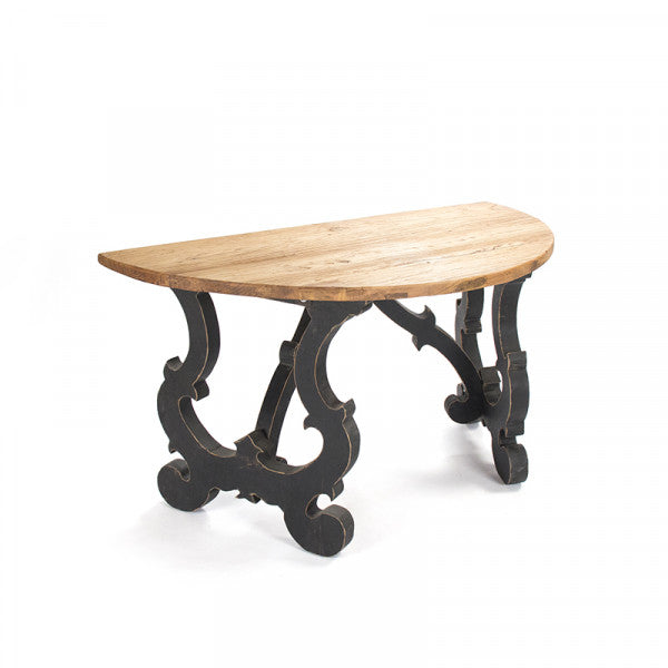Zentique Normandy Console Dry Finish Top, Distressed Black Base