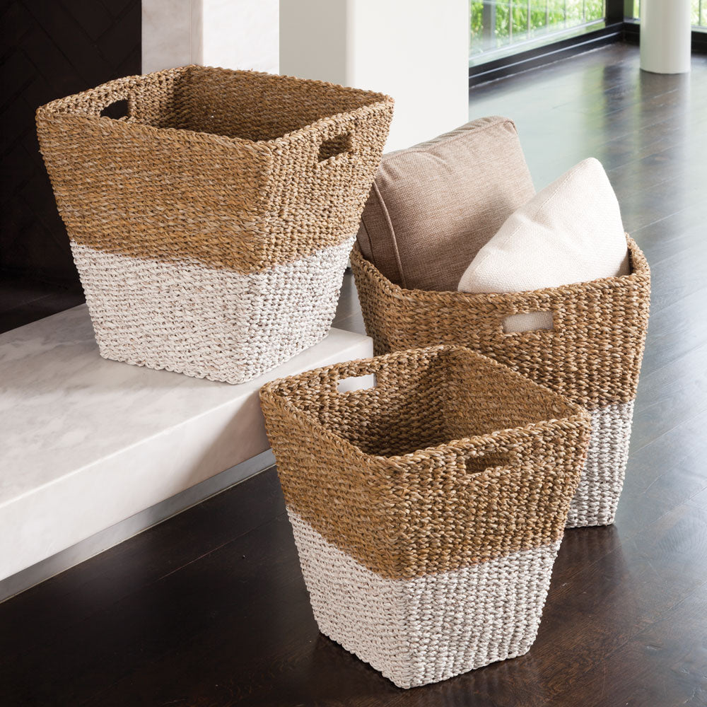 Seagrass Rectangular Storage Baskets, Set Of 3