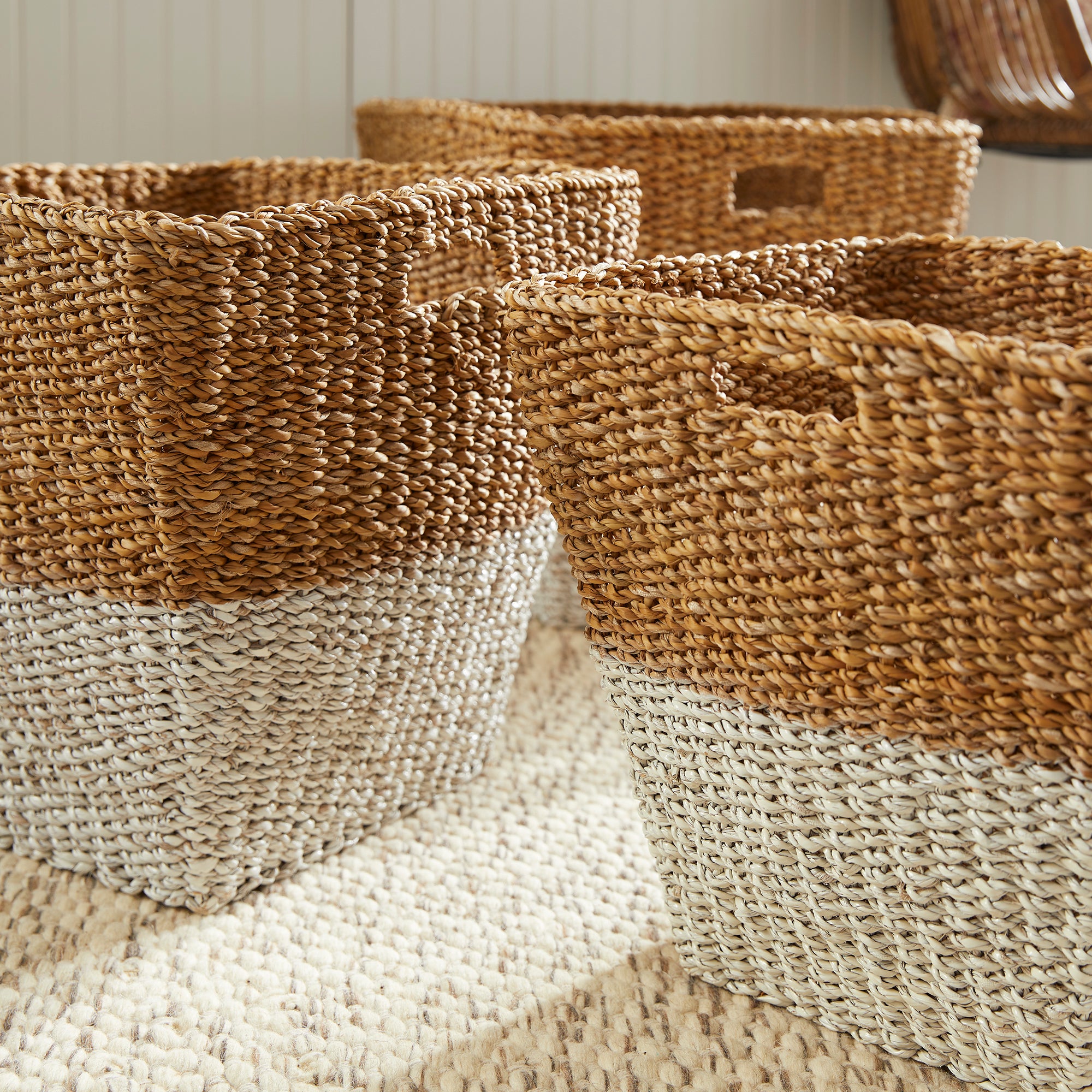 Seagrass Rectangular Storage Baskets, Set Of 3