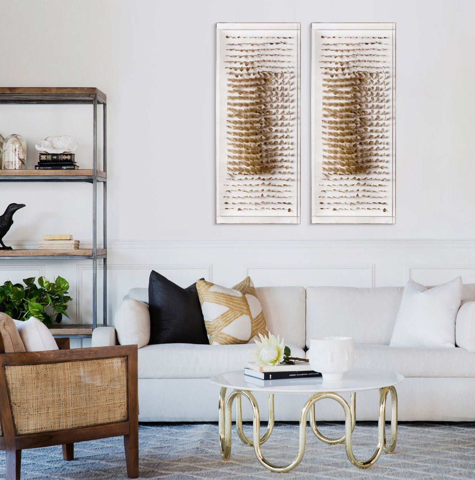 Natural Curiosities Vertical Golden Feathers Framed Artwork