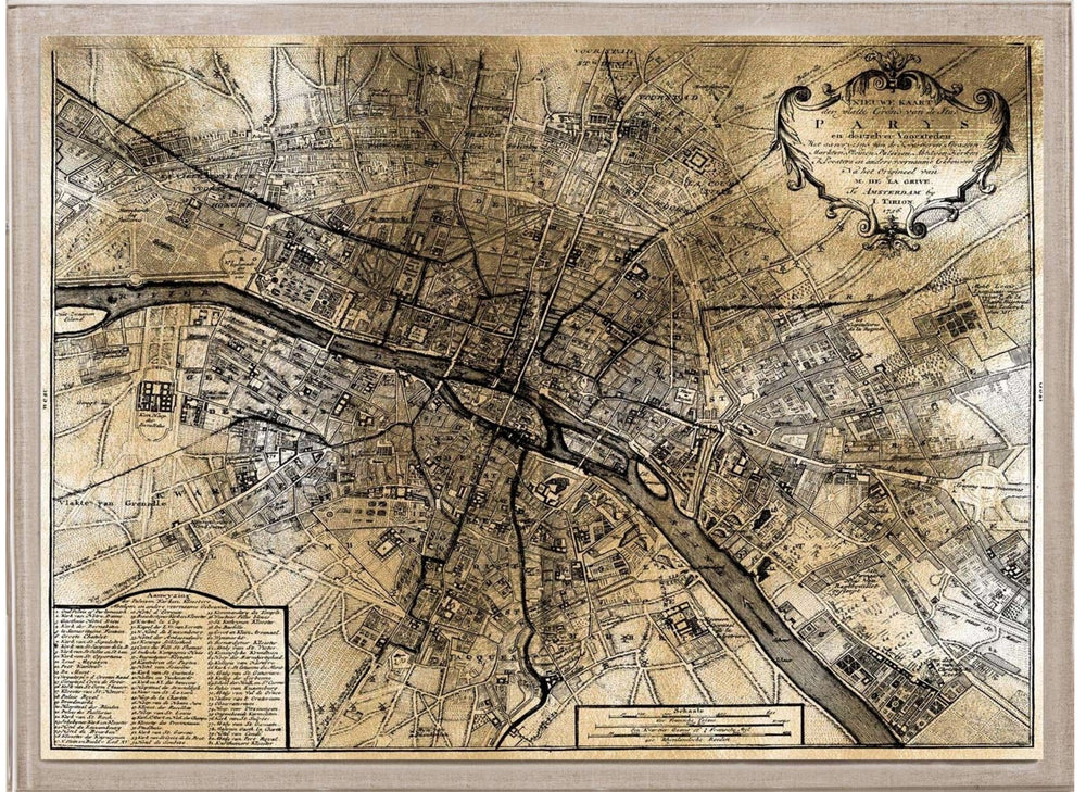Natural Curiosities Art, Gold City Map of Paris
