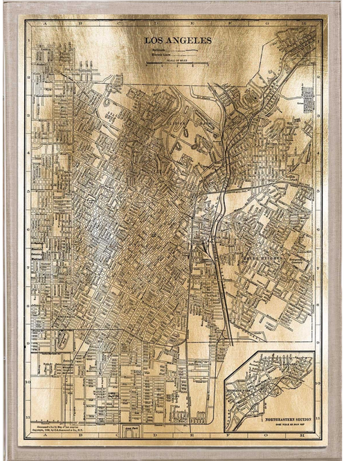 Natural Curiosities Art, Gold City Map of Los Angeles
