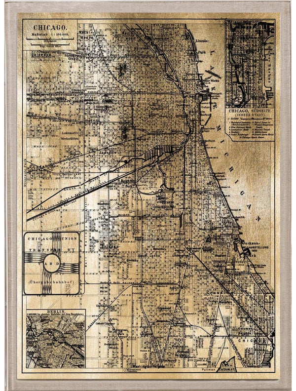 Natural Curiosities Art, Gold City Map of Chicago