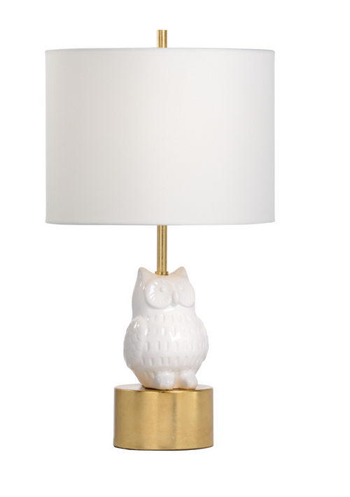 Hootie Owl Lamp in White and Gold by Wildwood