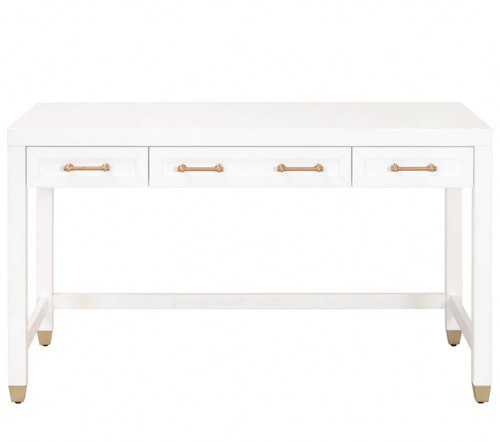 Stella Desk in White and Brushed Brass
