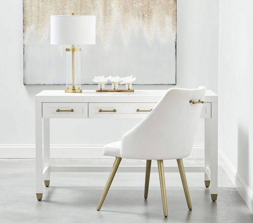 Stella Desk in White and Brushed Brass
