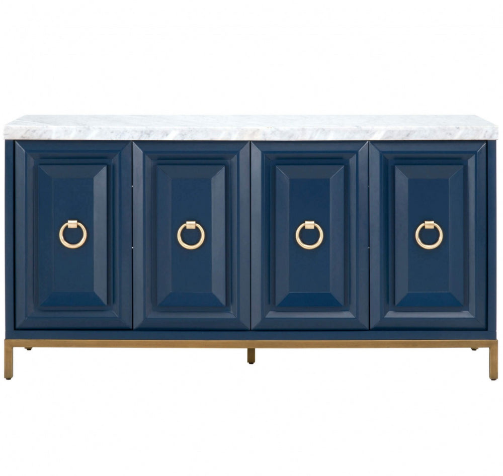 Navy Blue Carrera Sideboard with Brushed Gold Hardware