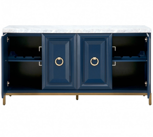 Navy Blue Carrera Sideboard with Brushed Gold Hardware