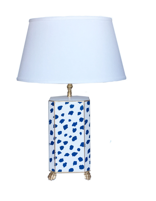Dana Gibson Blue Fleck Lamp With Lion Detail