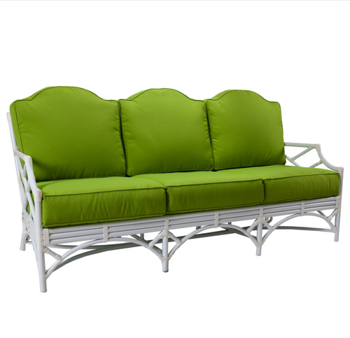 Chippendale Outdoor Sofa with Green Sunbrella Cushions by David Francis