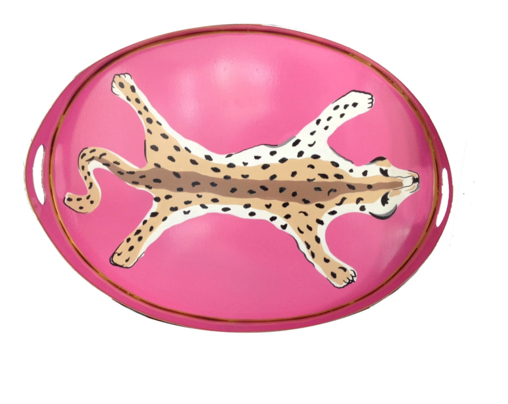 Dana Gibson Oval Leopard Tray