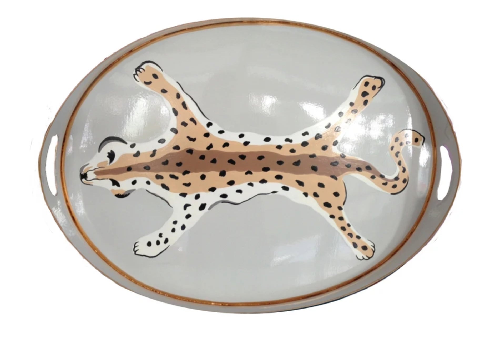 Dana Gibson Oval Leopard Tray