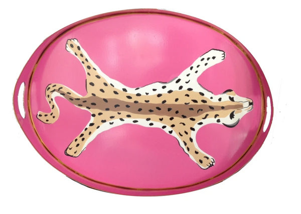 Dana Gibson Oval Leopard Tray