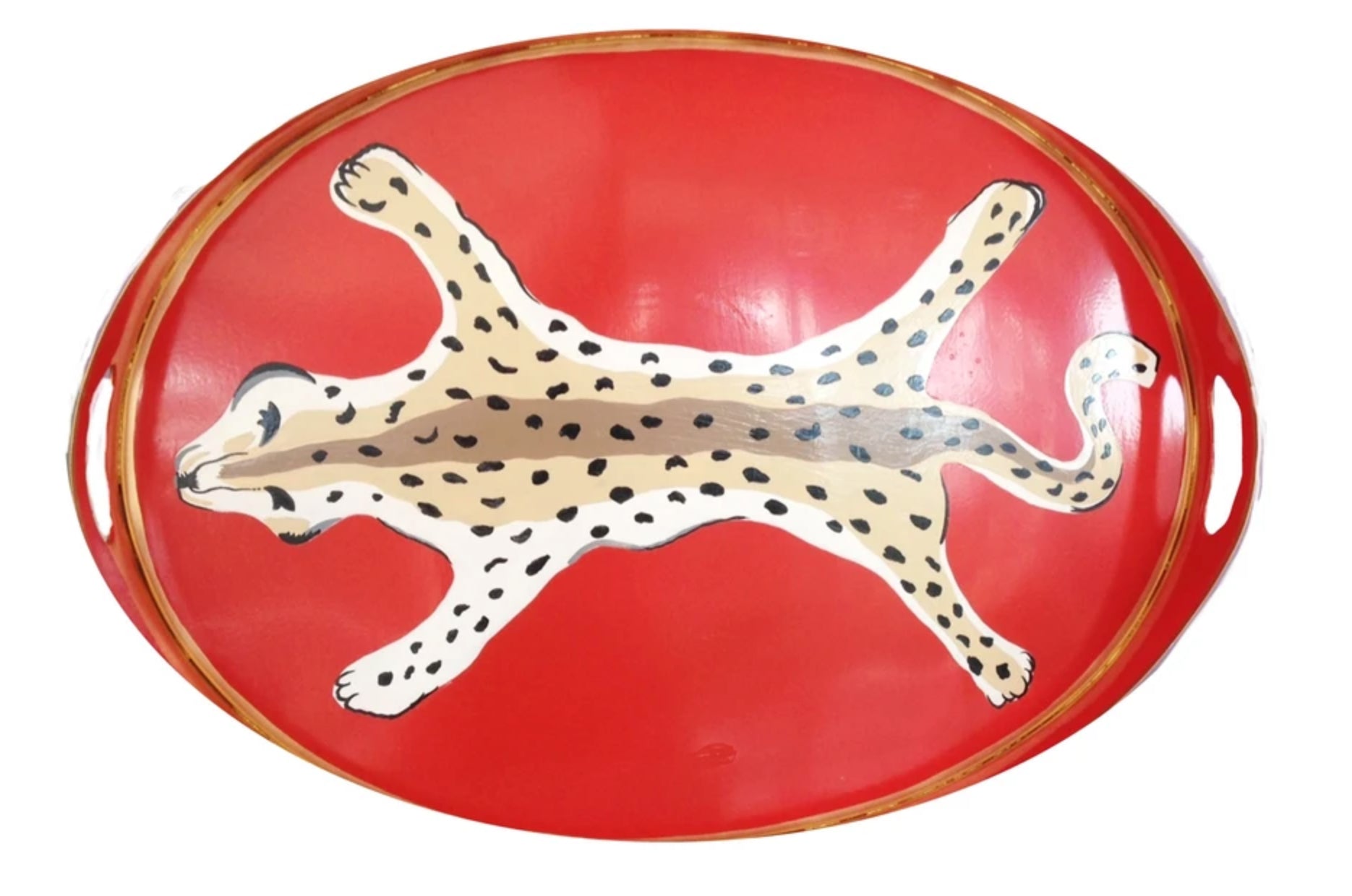 Dana Gibson Leopard Tray in Orange