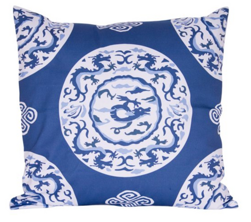 Dana Gibson Dragon Pillow in Blue