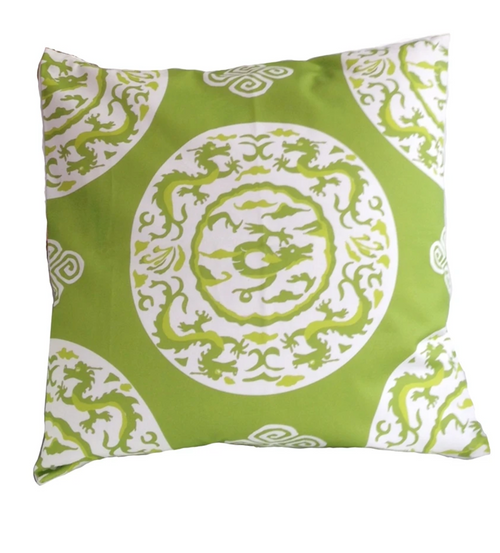 Dana Gibson Dragon Pillow in Green