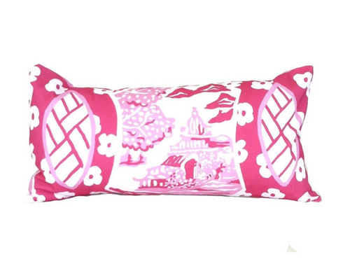 Dana Gibson Canton Lumbar Pillow in Pink