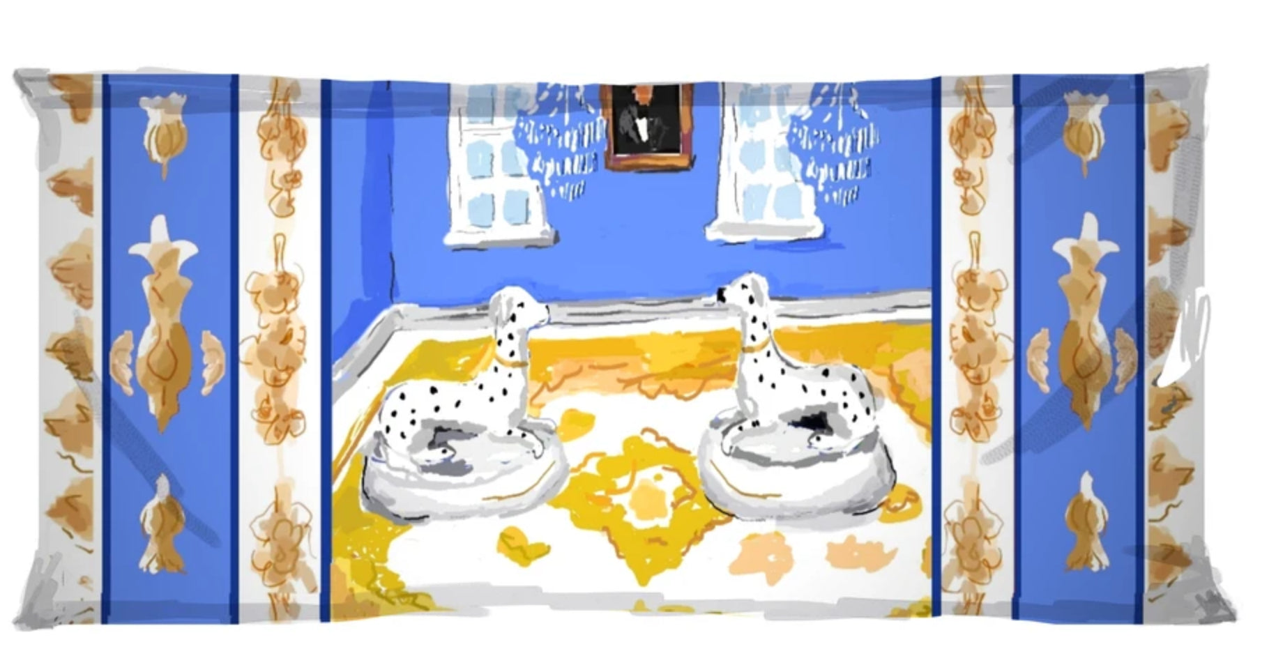 Dana Gibson Blue Dog Lumbar Pillow