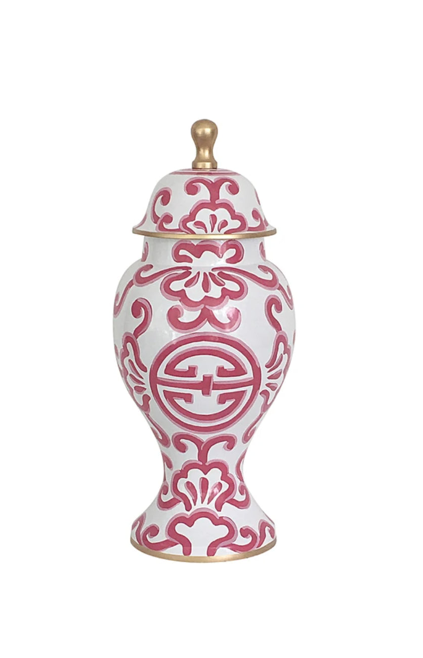 Dana Gibson Sultan Ginger Jar Pink/White