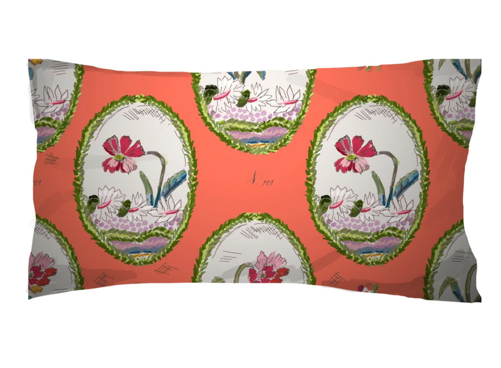 Dana Gibson Botany in Coral Lumbar Pillow