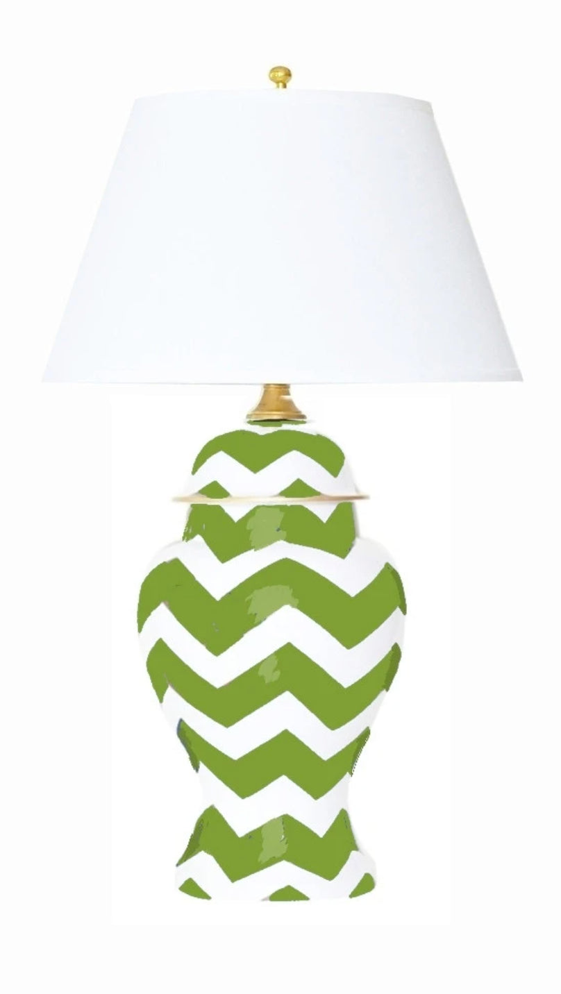 Dana Gibson Bargello Lamp in Green, Large