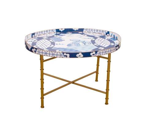 Dana Gibson Canton Blue Tray with Optional Table