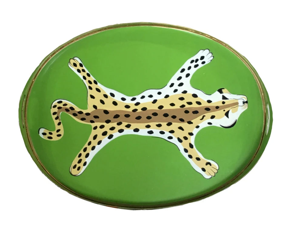 Dana Gibson Oval Leopard Tray