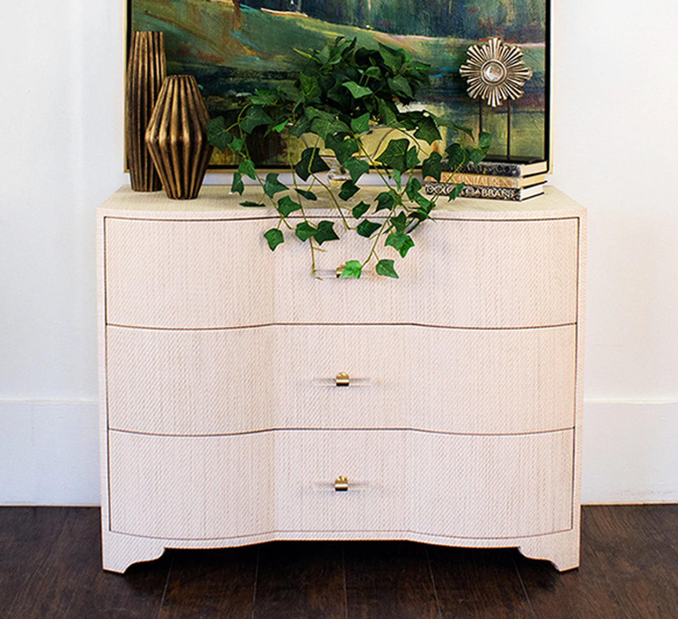 Worlds Away Plymouth Grasscloth Chest